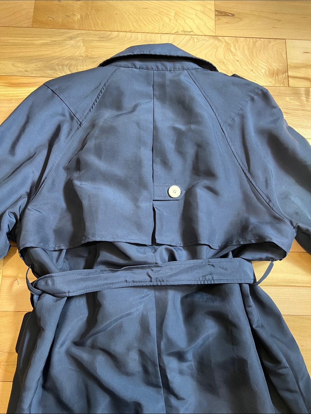 Navy Double-Breasted Trench Coat with Belt - Picture 5 of 14